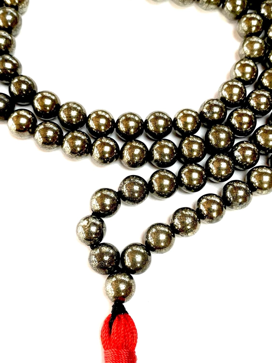 Pyrite Power Mala Necklace – 8mm 108 Beads for Strength & Energy - Image 4
