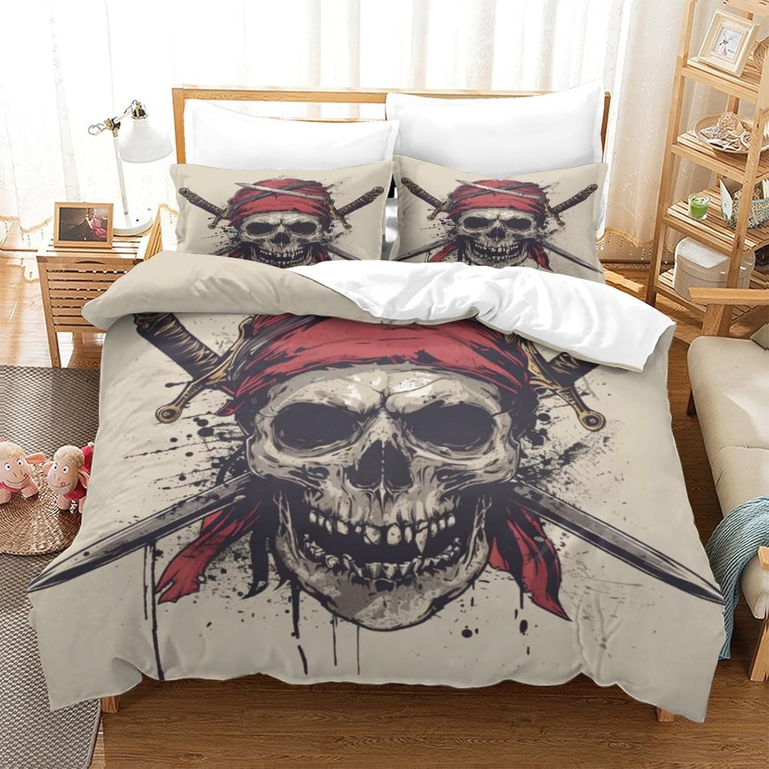 Skeleton Pirate 3D Printed Artwork Duvet Cover Set Girls Boys Children