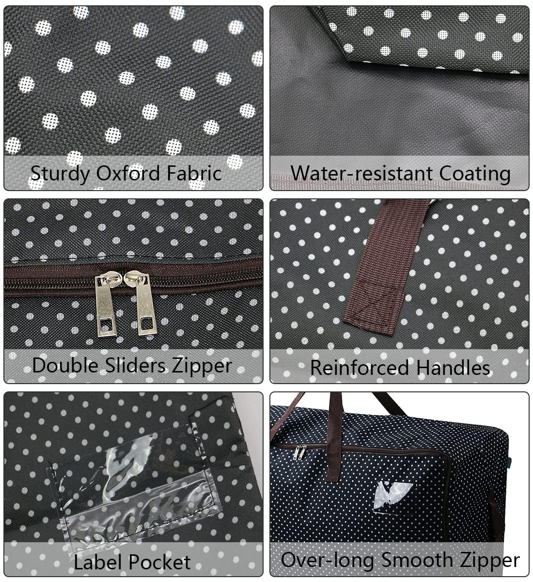 Pack de 2 bolsas de viaje de gran tamaño, bolsas grandes para el viaje, Punto azul