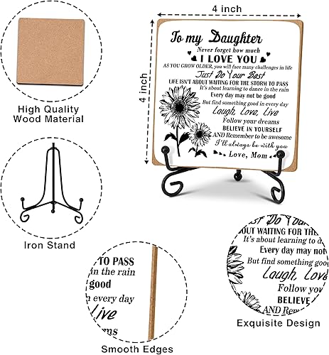 Miniatura 9 de Regalos de graduación para ella, decoración de escritorio inspiradora placa de madera con soporte, regalo de felicitaciones para graduados