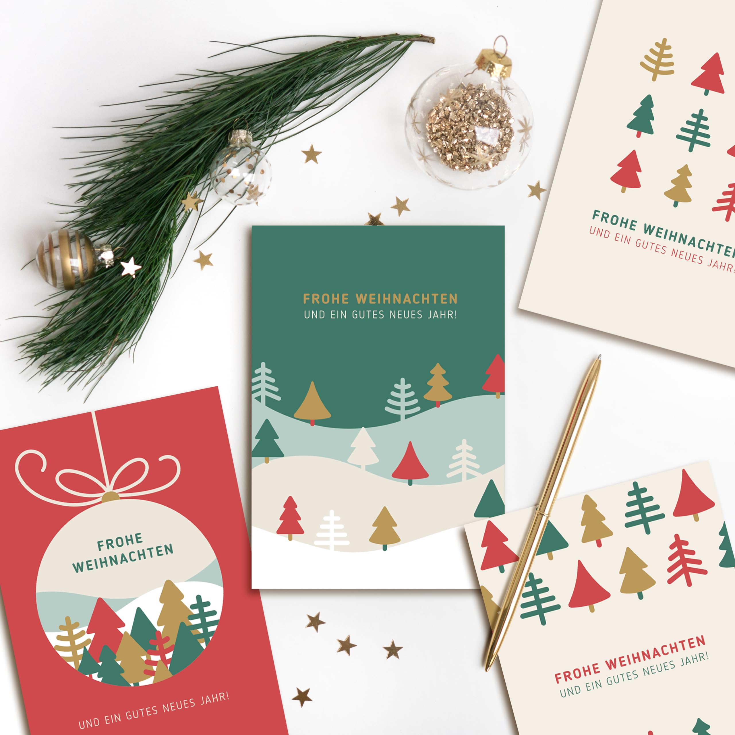 Set di biglietti di Natale (12 pezzi) – A6 biglietti pieghevoli per Natale – cartolina di Natale per