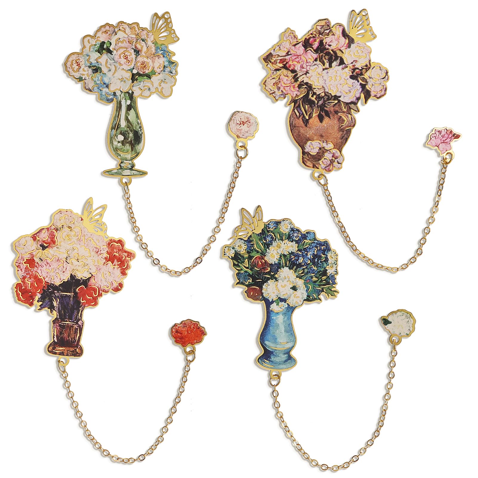 Snylcce Metal Flower Bookmarks Set of 4- Exquisite Fairy Primrose Page Markers for Souvenir Ideal Gifts for Book Lovers Teachers & Students