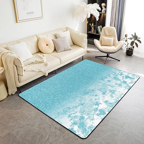 Alfombra para sala de estar de niños con estampado de purpurina (sin purpurina), alfombra decorativa moderna y rugosa para interiores de mármol