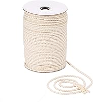 Vista 1 de Cordón de macramé de 0.197 in x 164 yardas, cuerda de macramé 100% algodón natural Cuerda de algodón trenzado de 3 hebras para colgar plantas