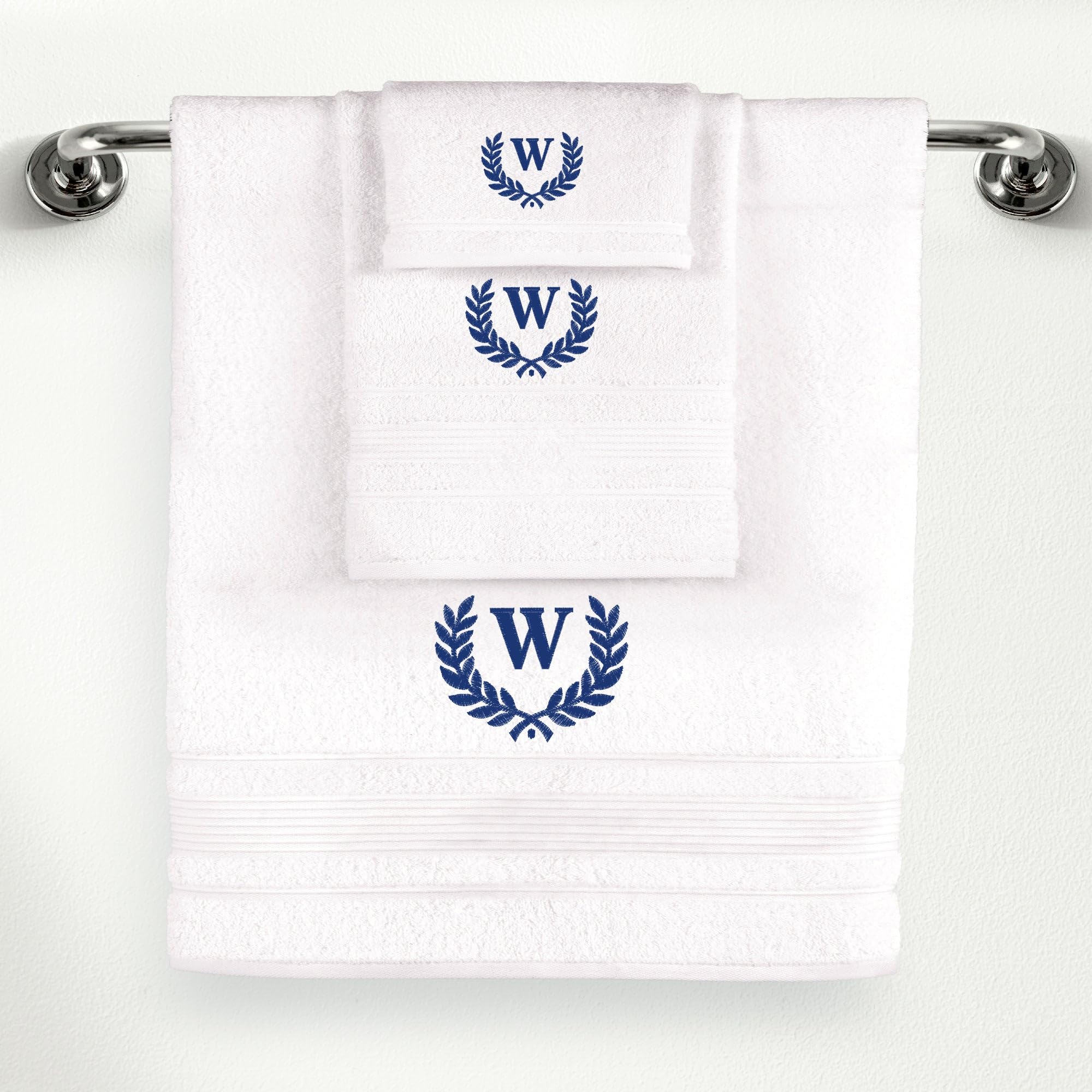 Ephesos Personalized Custom Monogrammed White Towel Set - 3 Piece, Soft & Absorbent 100% Cotton - Perfect for Gifts, Home, Bathroom, Spa, or Kitchen -
