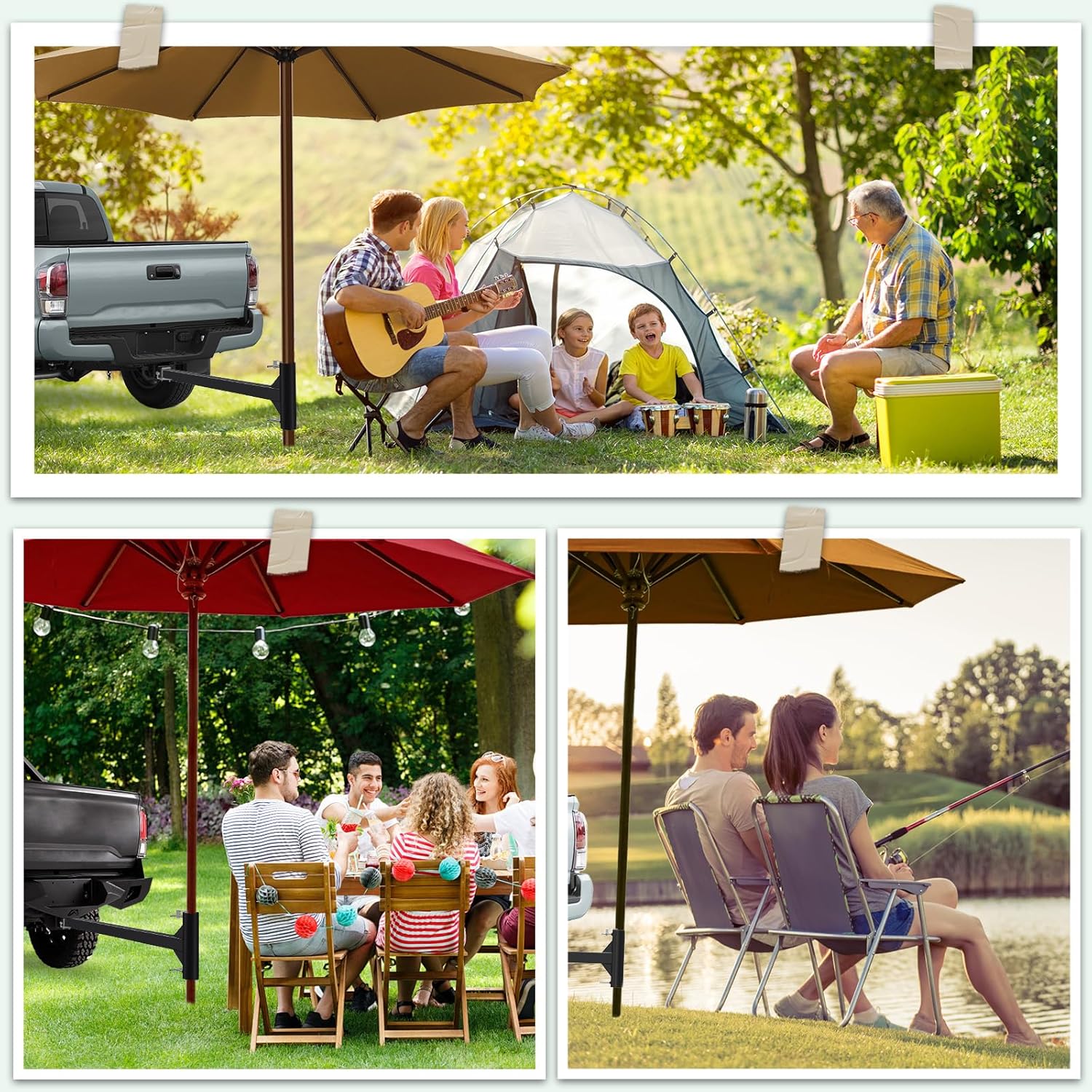 40" Heavy-Duty Hitch Umbrella Holder – Trailer Hitch Mount Umbrella Stand for 1-2" Poles – Durable, Easy Install – Perfect for Tailgating, Camping, Travel