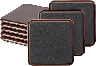 Furniture Sliders, Furniture Sliders Pads for Hardwood Floors, Chair Legs Floors Protectors, Reusable Round Glides Glider, Heavy Duty Furniture Movers Sliders (8 Pcs, 3 1/2 inch，Coffee，Square)