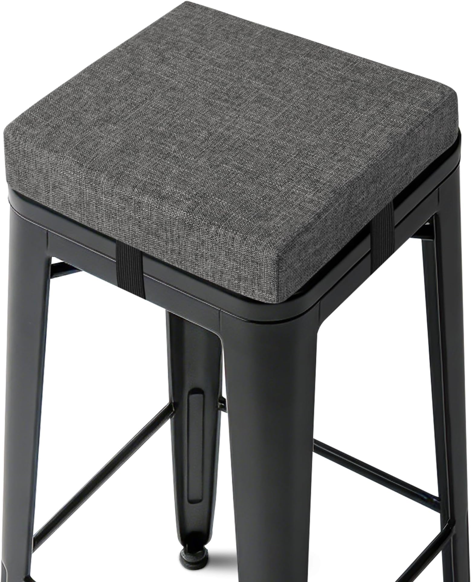 6.5 cm Thick Bar Stool Cushions with Ties Non-Slip 30X30 cm Square Bar Stool Cushion with Washable Cover 1 Pack Indoor Small Chair Pads for Cafe Bistro Stackable Metal Chair Dark Grey