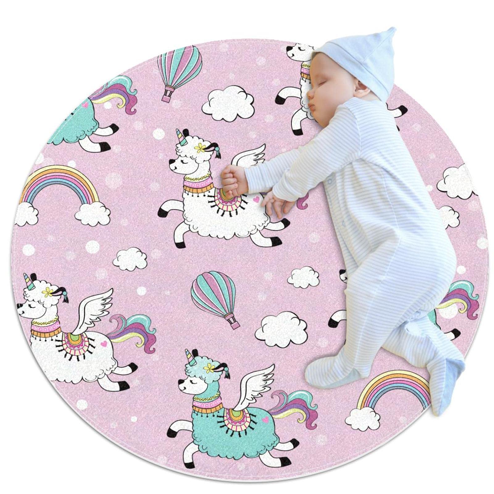 Tapis motif arc-en-ciel en alpaga JDEZ pour créer un coin lecture enfant
