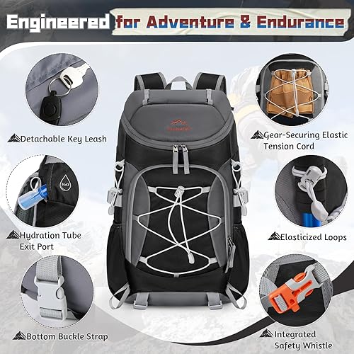Miniatura 5 de RAINSMORE Mochila de senderismo plegable para mujeres y hombres, mochila de camping plegable de 40 litros, impermeable, bolsa de senderismo ligera y