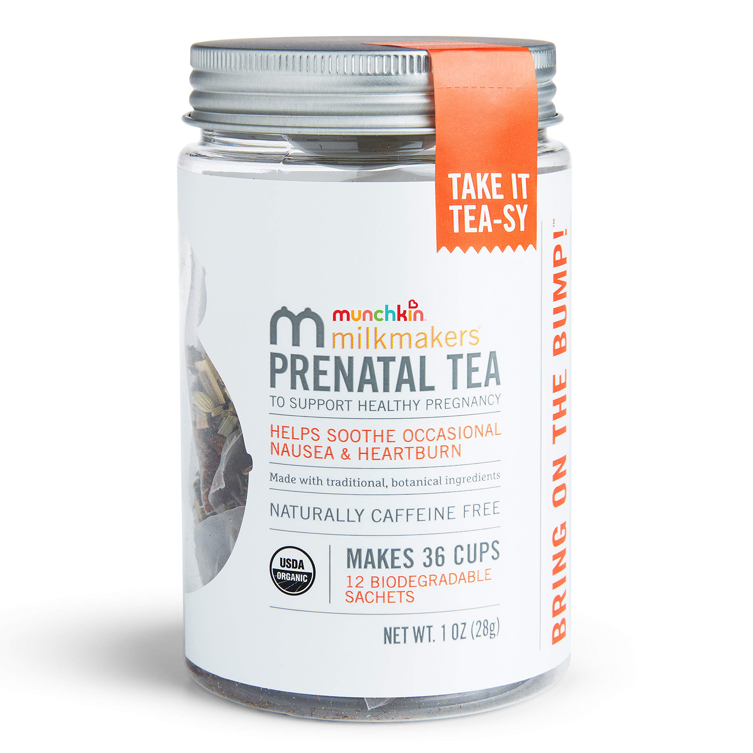 Munchkin Milkmakers Organic Prenatal Tea for Morning Sickness & Nausea Relief, With Ginger & Red