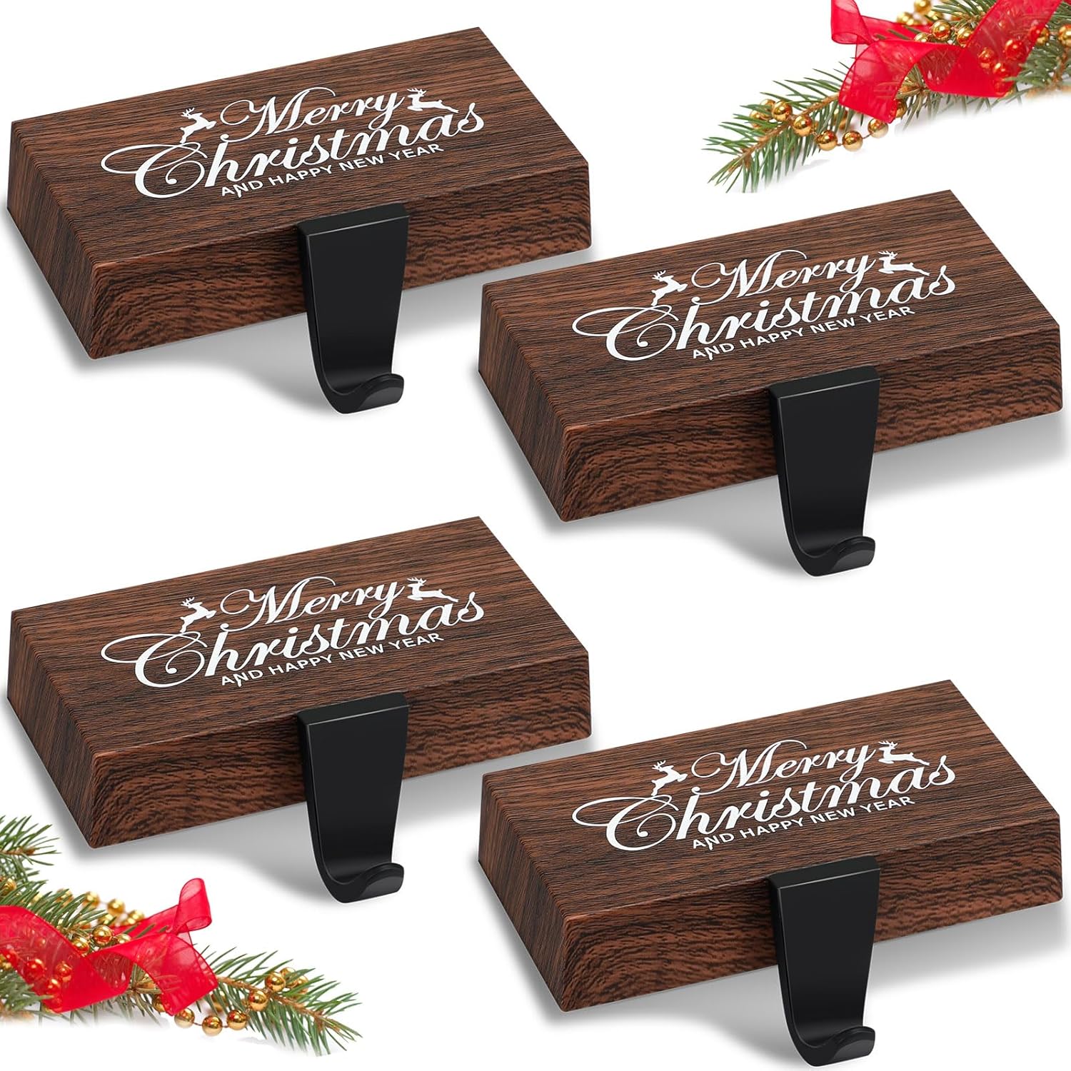 Soaoo Christmas Stocking Holders Mantel Sock Holder