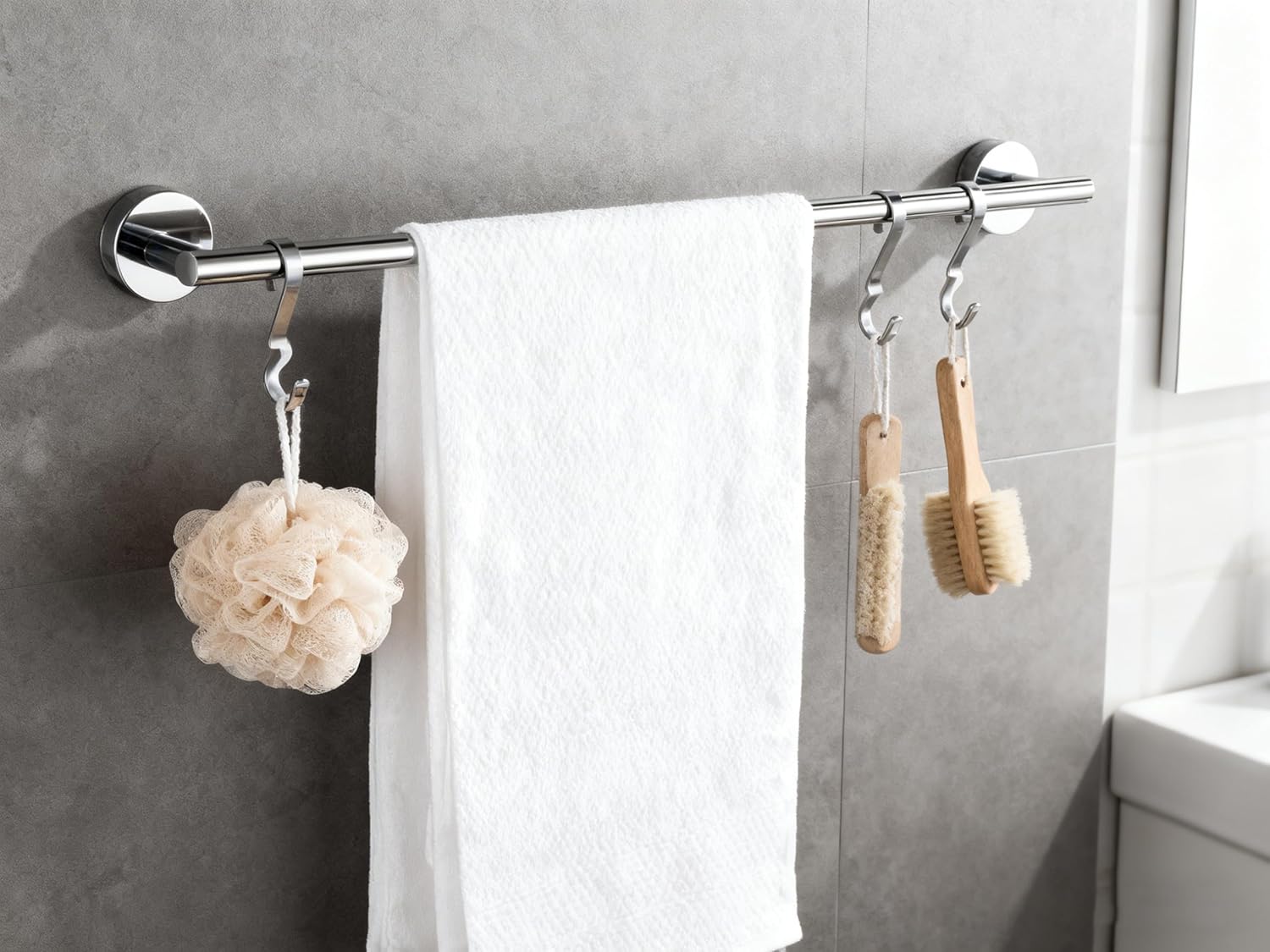 SEIDO 36 Inch Chrome Towel Bar for Bathroom Wall, SUS 304 Stainless Steel Towel Holder with 33" Usable Length, Heavy Duty Towel Rack for Bathroom 22lb Capacity, w/All Mounting Hardware