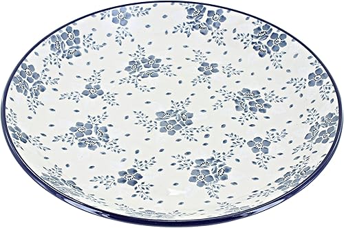 Miniatura 12 de Blue Rose - Plato mágico mágico de hoja perenne azul - 10.5 pulgadas de diámetro - Plato llano de cerámica polaca, diseño festivo para vajilla