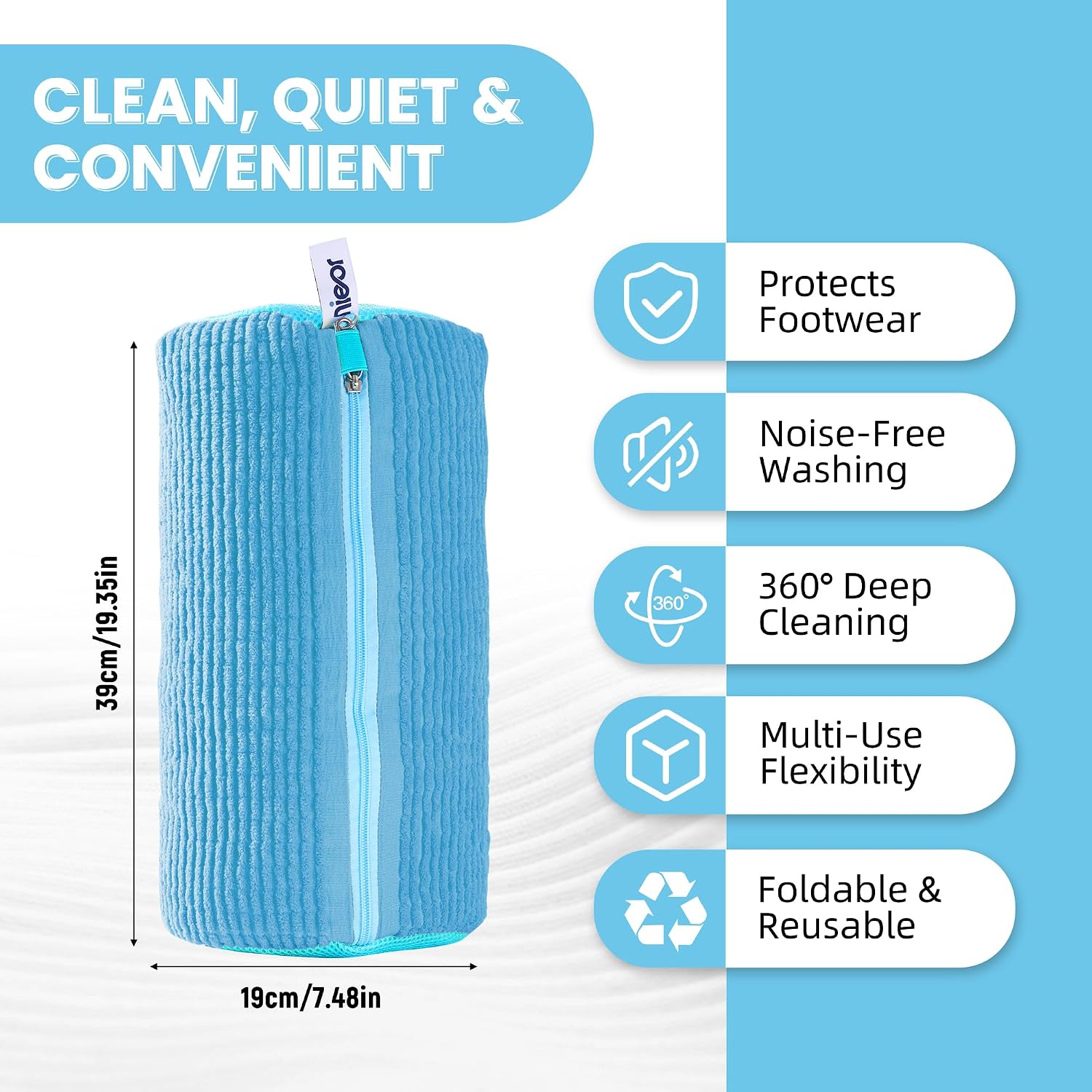 Shoe Washing Machine Bag 2pcs, Blue - Reusable Shoe Laundry Bags for Washer & Dryer, 360 Deep Clean for Sneakers, Tennis Shoes, Slippers, Durable, Quiet Operation, Protects Shoes, Versatile Use