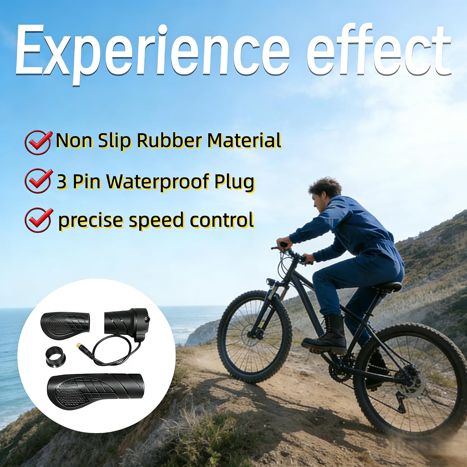 FT76X Half Twist Throttle, for 12V-72V EBike – 7/8-inch (22mm) Handlebars | Universal 3-Pin Waterproof Connector, Fits Mountain Bike, Scooter, E-Scooter & Electric Bicycle