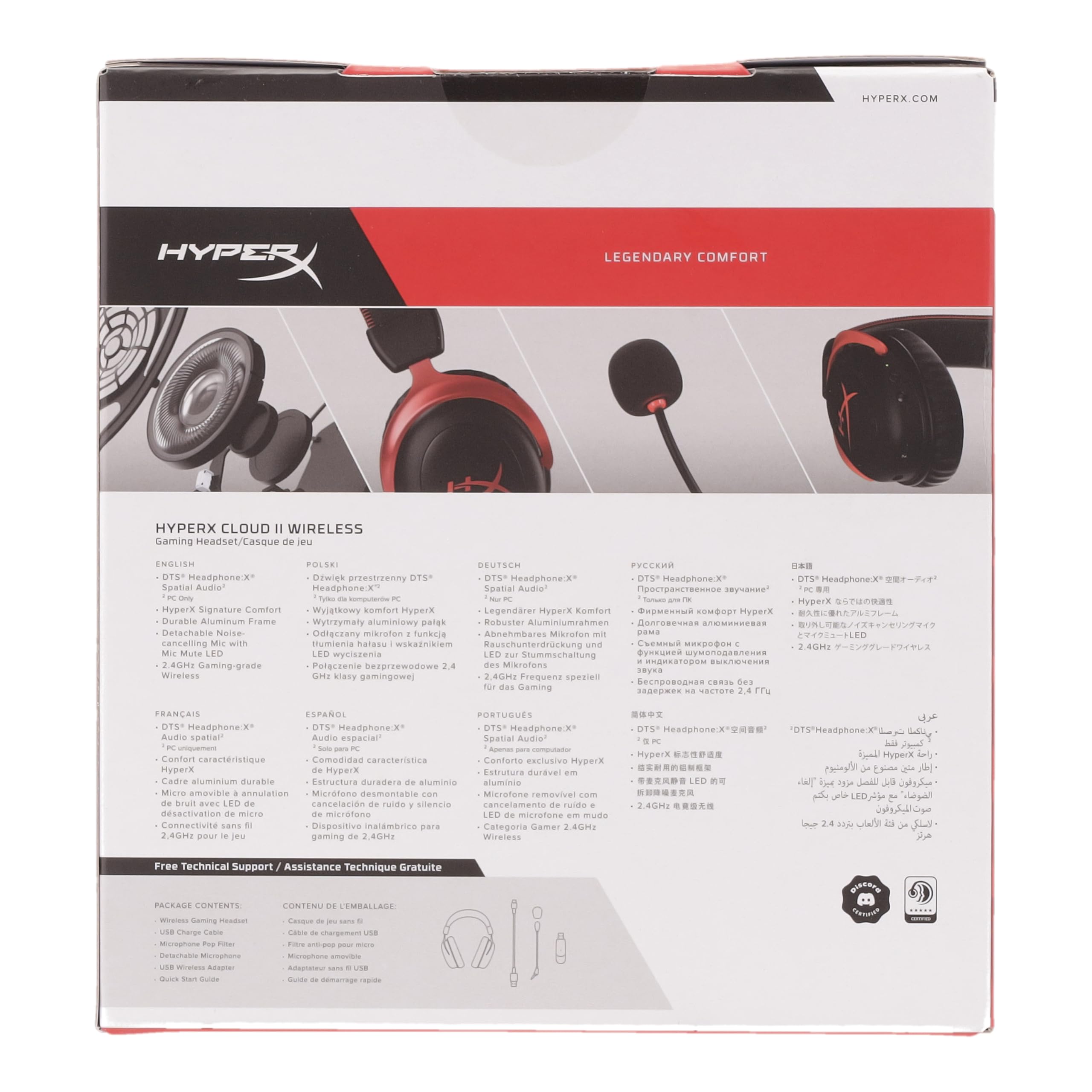 HyperX Cloud II Wireless - Gaming Headset for PC, PS5, PS4, Long Lasting Battery Up to 30 Hours, DTS Headphone:X Spatial Audio, Memory Foam, Detachable Noise Cancelling Microphone with Mic Monitoring - Image 17