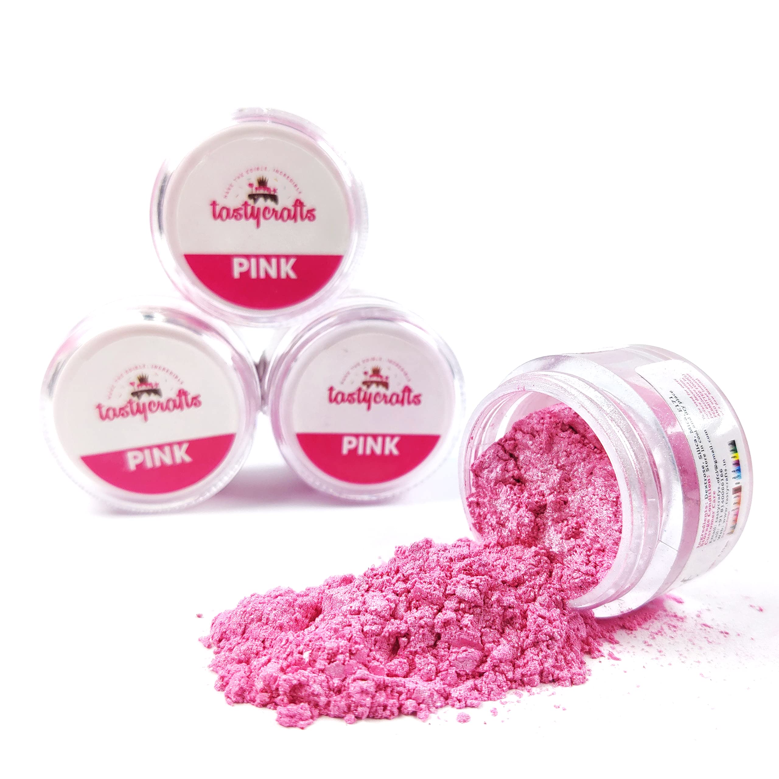 Encrust Ventures Tasty crafts Luster Dust | Pearl Dust | Edible Product for Cake Décor | Sparkling Effect | topping | Glittering Shiner Dust | For Decorative Use, 4.25 gm - Pink - Image 6 thumbnail