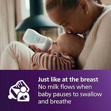 Philips Avent Natural Baby Bottles with Natural Response Nipples (Medium Flow, Flow 3), 9oz, 2-Pack, SCY903/02