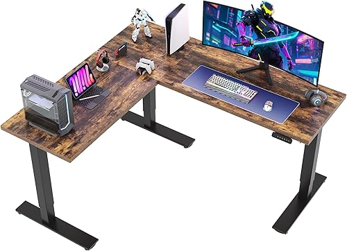 Miniatura 11 de SANODESK Escritorio de pie en forma de L de altura ajustable, escritorio eléctrico de esquina de 71 x 63 pulgadas, mesa de computadora con tablero