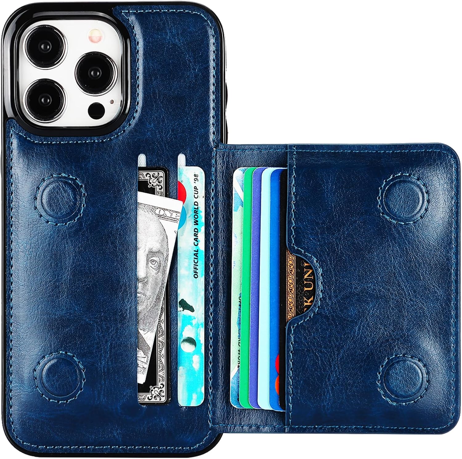 KIHUWEY Compatible with iPhone 15 Pro Max Wallet Case Credit Card Holder, Premium