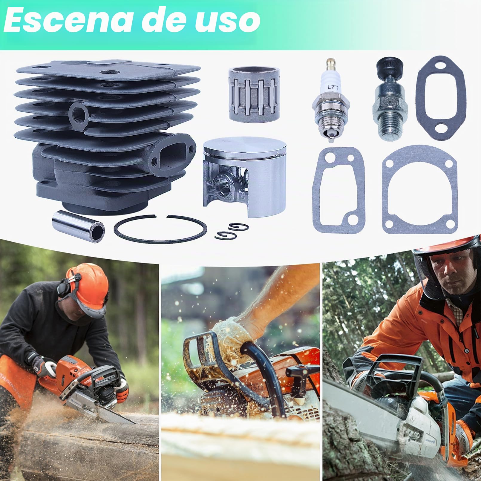 52 mm Cilindro Pistón Cojinete de Agujas Kit para Husqvarna 268272 272XP 268XP 61 268K Motosierra con Válvula de descompresión Bujía Junta del silenciador