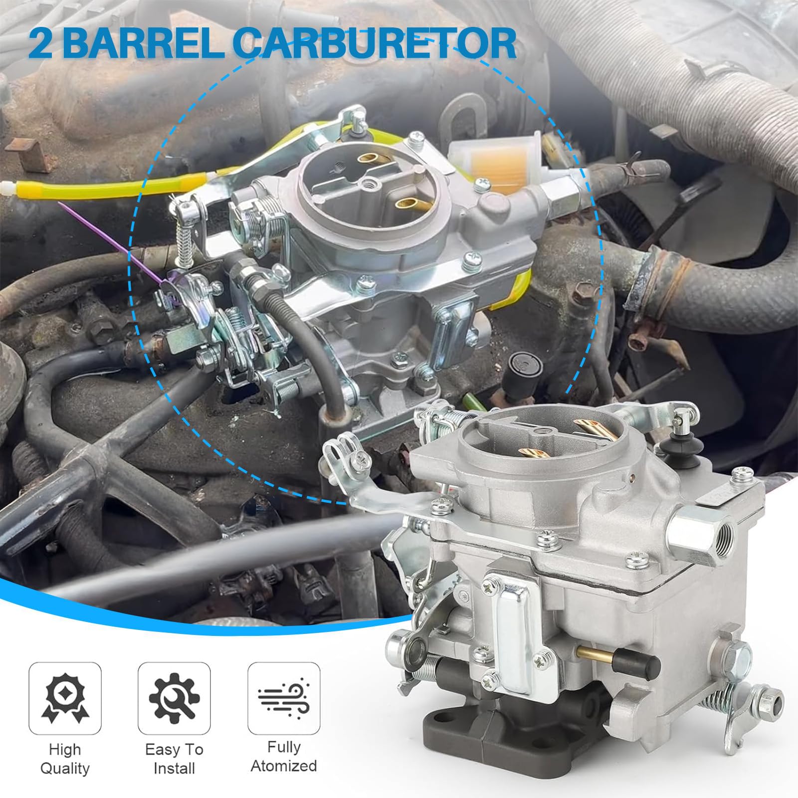 Carburador Compatible con T-0yota 3K 4K 1968-1978, TRUENO 1974-1981, Suzuki Samurai Reemplazo para, Ralentí Constante y Aceleración Rápida para Coche Motor 2110024034, 2110024035, 2110024045