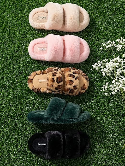 FamilyFairy Pantuflas Mujer Vellón Sintético Suela Goma Beige miniatura 3
