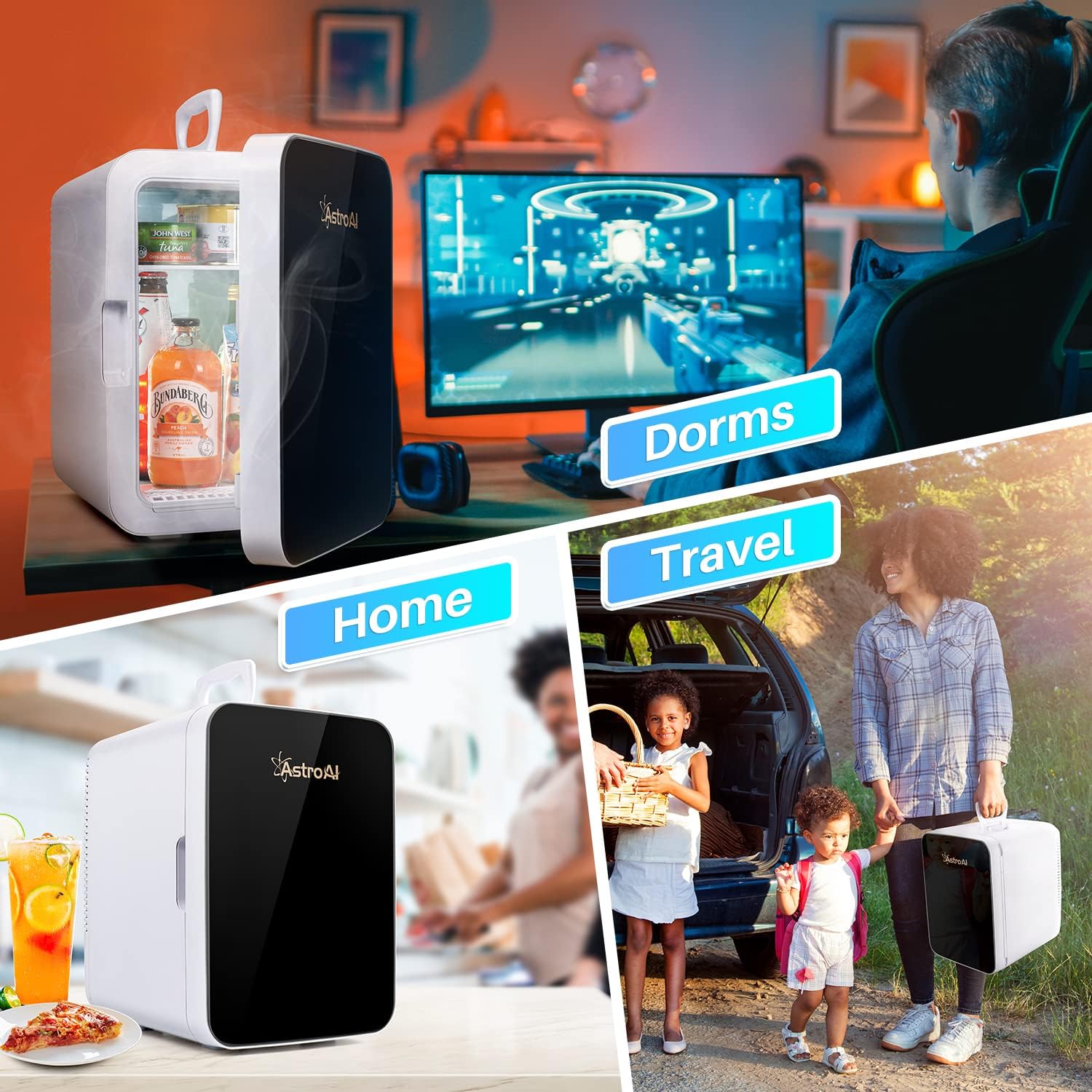 AstroAI Mini Frigorifero 10 Litri/6 Can Portatile Alimentato AC/DC Sistema Termoelettrico Raffreddatore e Scaldino per auto, casa, ufficio e dormitori AstroAI Mini Frigorifero 10 Litri/6 Can Portatile Alimentato AC/DC Sistema Termoelettrico Raffreddatore e Scaldino per auto, casa, ufficio e dormitori