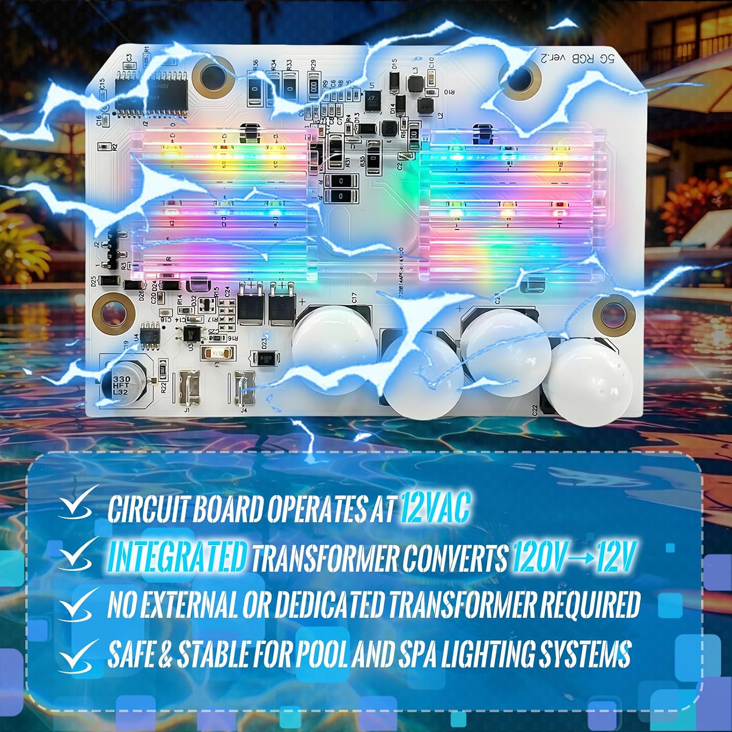 619818Z LED Light Engine PCBA Circuit Board Kit Compatible with Pentair 2009-Current IntelliBrite 5G Color LED Pool Lights 2nd,Work with Swimming Pool and Spa Lights,Including Models 601000 to 601013