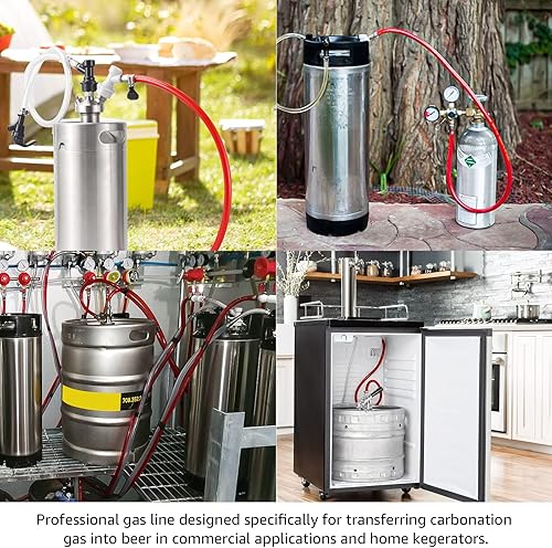 Miniatura 9 de Línea de gas de CO2 de cerveza de 10 pies con identificación de 516 pulgadas y sistema de sonda D de acero inoxidable para dispensador de barril de