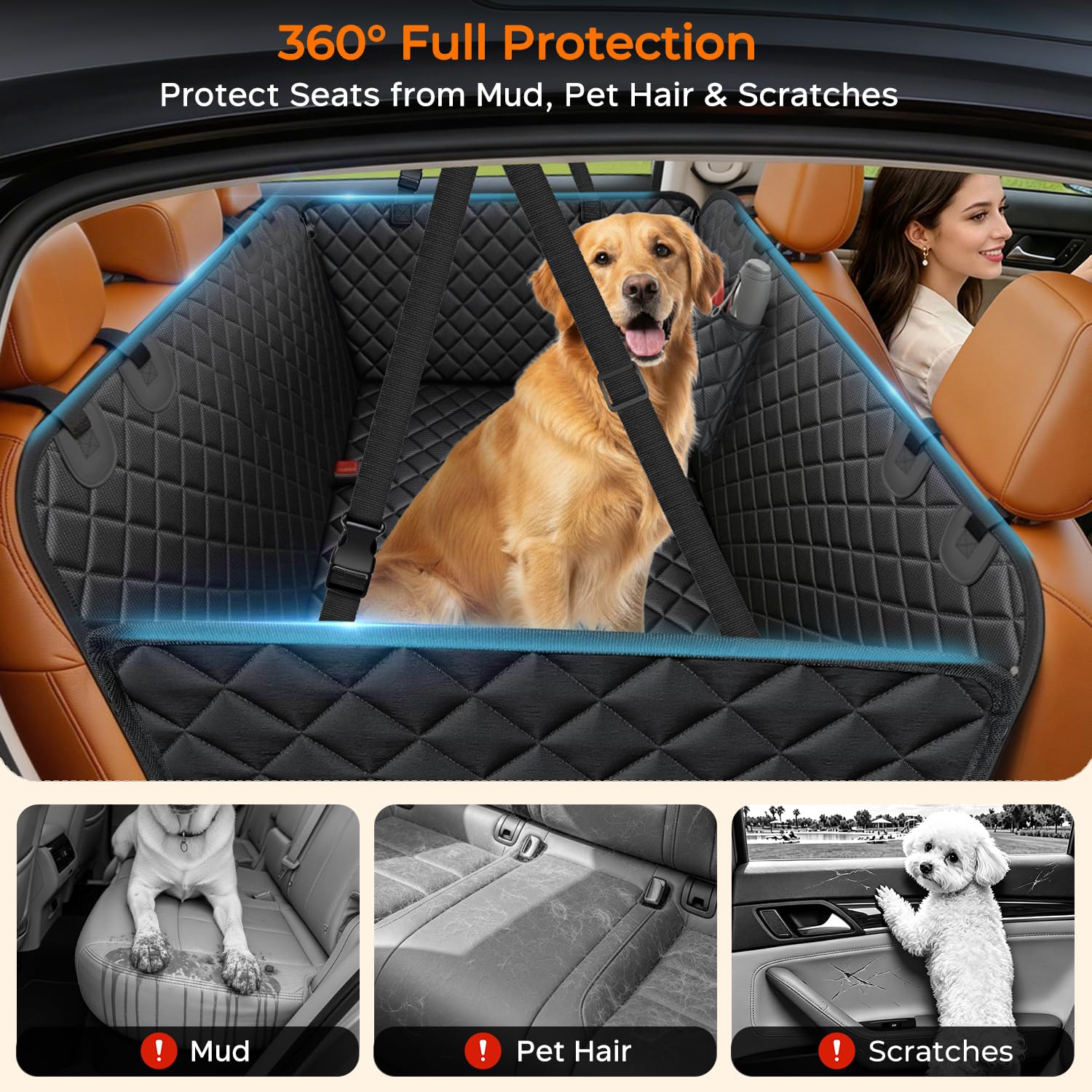 URPOWER XL Dog Seat Cover for Full-Size Truck Back Seat, Waterproof Hammock view 2