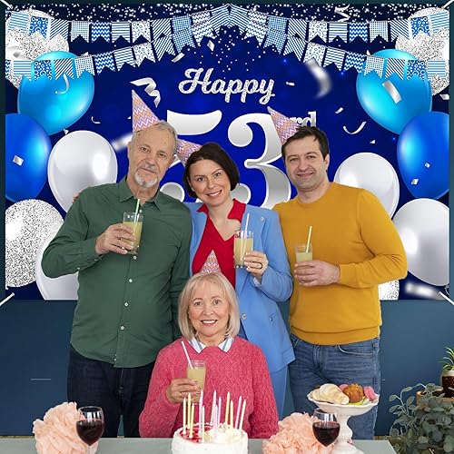 Vista 75 de Cartel de feliz cumpleaños número 31, globos azul marino, bandera de confeti a rayas, puntos de luz, saludos a 31 años, decoración temática