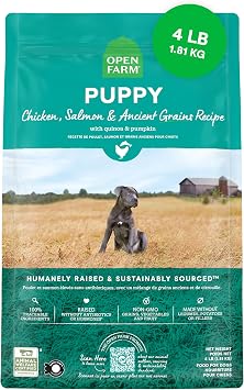 Open Farm Ancient Grains Dry Puppy Food - Chicken & Salmon Kibble - 4 lb