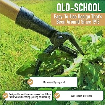 Grampa's Weeder - The Original Stand Up Weed Puller Tool with Long Handle - Made with Real Bamboo & 4-Claw Steel Head Design - Easily Remove Weeds Without Bending, Pulling, or Kneeling.