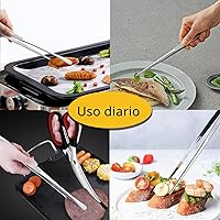 Vista 5 de JETKONG 2 pinzas de cocina de 12 pulgadas, pinzas de cocina finas, pinzas de cocina extralargas de acero inoxidable (plateado)