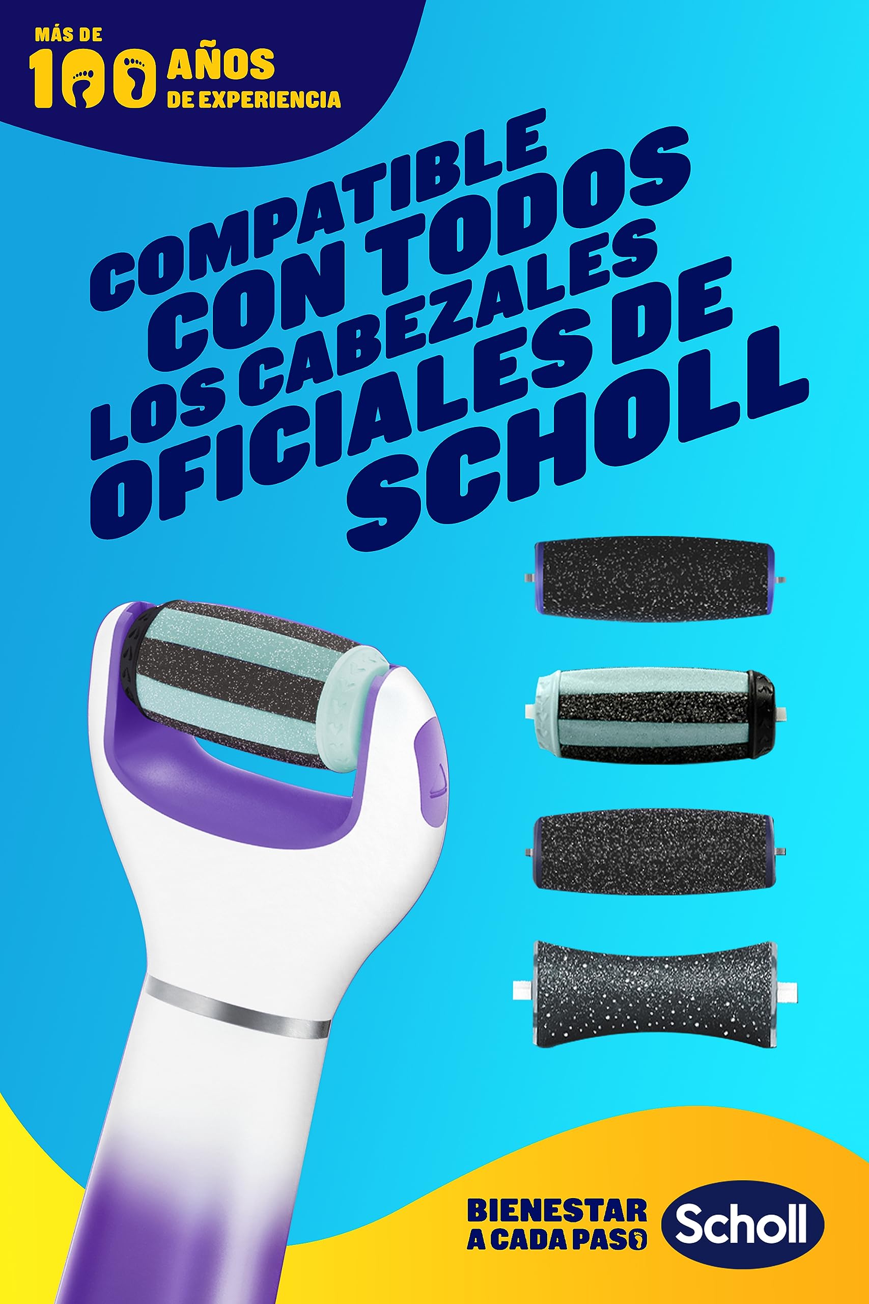Scholl Expert Care Limar y Alisar 2 en 1 Lima Eléctrica para Pies - Quita Durezas y Elimina Callos, Pedicura Profesional, Uso en Casa para Pies Suaves, Exfoliante con Cabezal Repuesto, Lima Morada