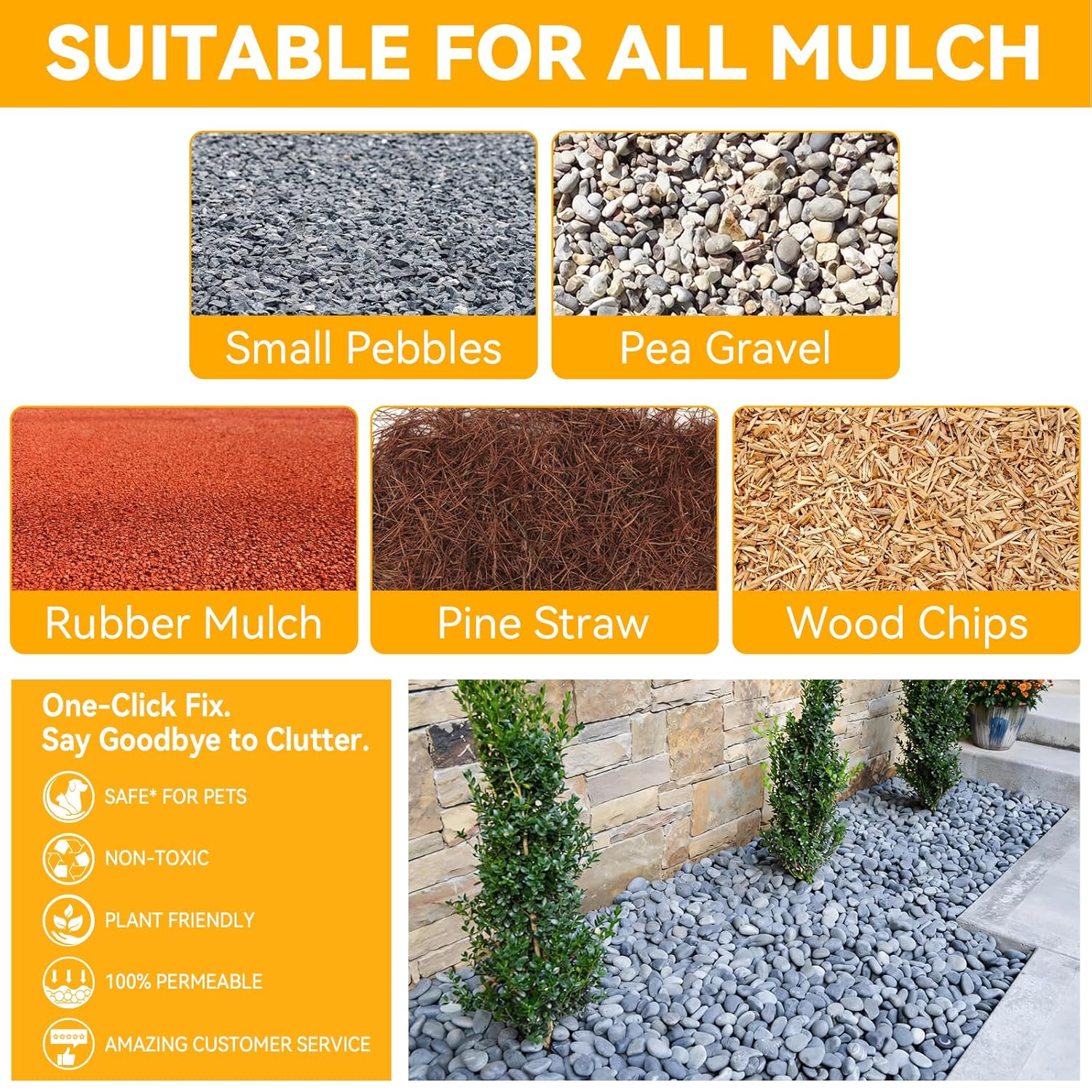 SEVGILI Mulch Glue for Landscaping, 1 Gallon Rock Glue, Long-Lasting Rock Glue for Landscaping Strong Adhesion of Pea Gravel Stabilizer Landscape, Safe for Plants Pets