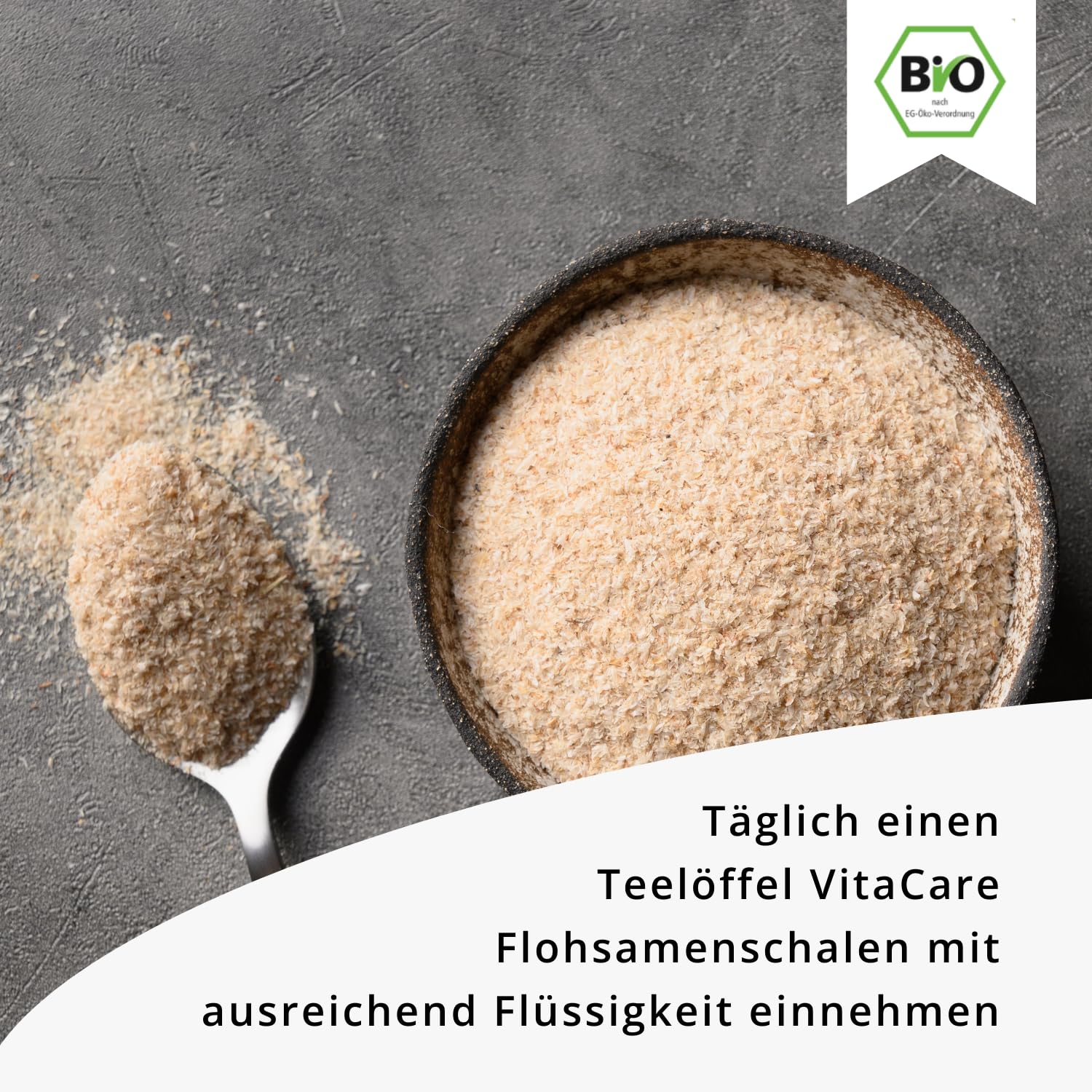VitaCare, Cáscaras de Psyllium, Ricas en Fibra, Veganas y Sin Gluten, Favorecen la Digestión, Sin Sabor, 500 g
