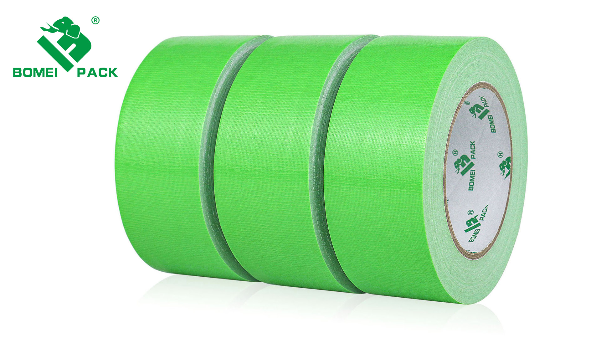 Image of BOMEI PACK Green Duct Tape, 3Rolls Heavy Duty Strong Industrial Color Duct Tape 9mil x 1.88inch x 30yds for Packing and Repairing