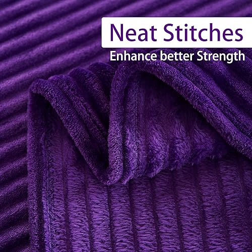 Miniatura 3 de Geniospin Manta de forro polar, de franela de 280 GSM, extra suave, ligera, con tiras, mantas acogedoras y mullidas para sofá, cama, sofá, cálida y