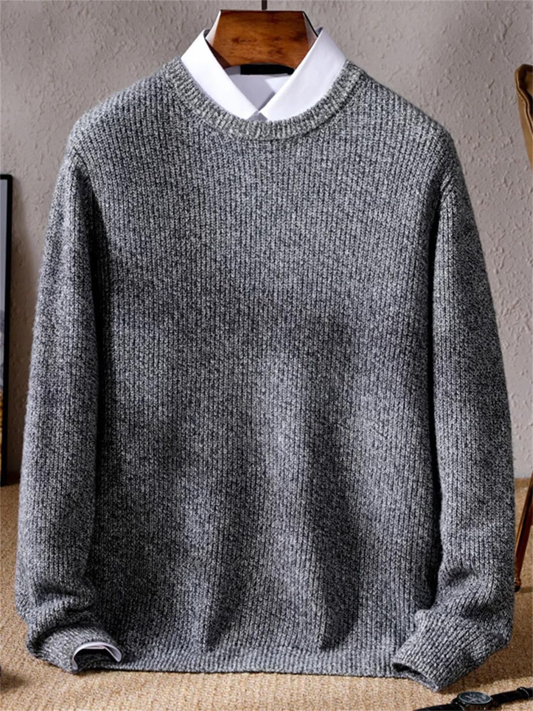 Maglione da uomo con colletto rotondo spesso lavorato a maglia maglione invernale casual allentato