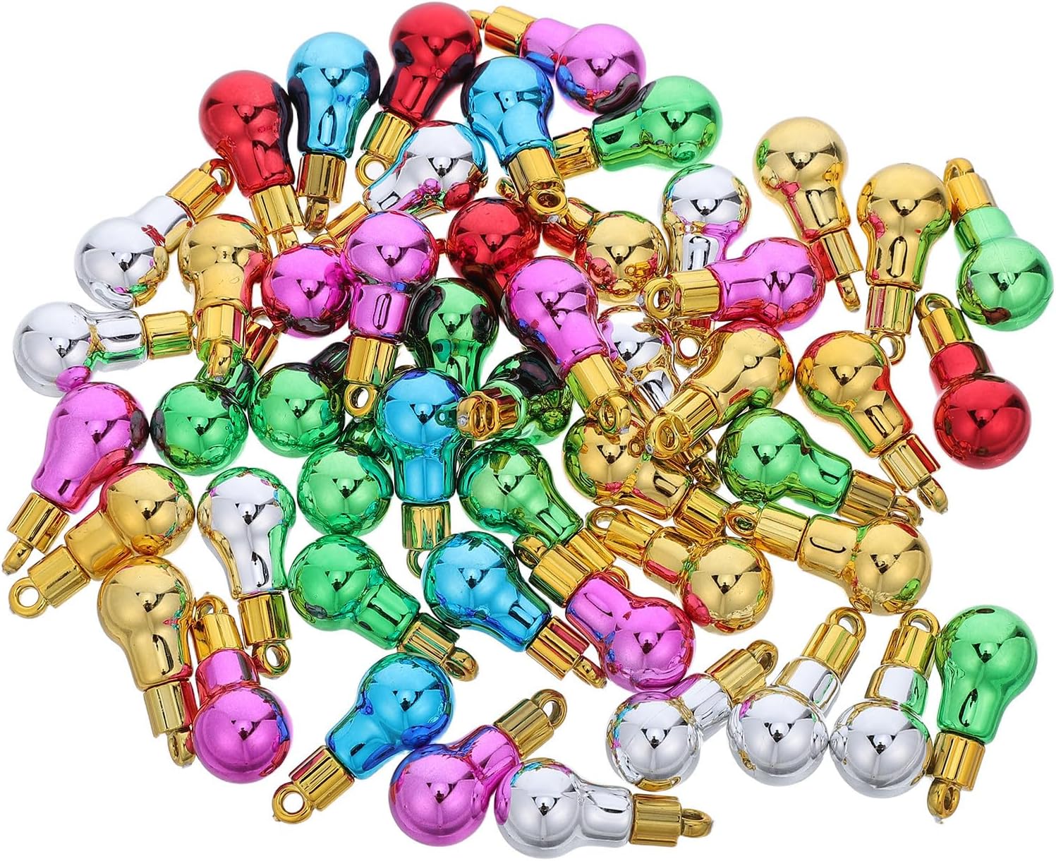 50pcs Christmas Craft Bulb Beads Plastic Mini Pendant Charms