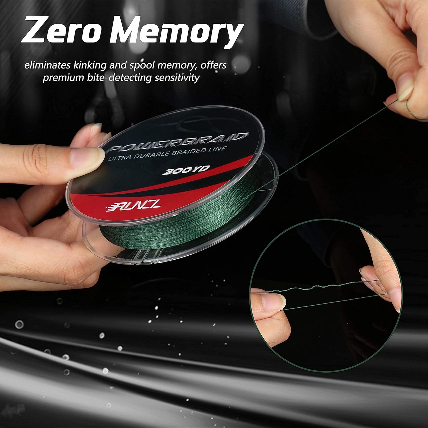 RUNCL PowerBraid Fishing Line 4/8/9 Strands, Braided Fishing Line 300/500/1000Yds - Seamless Weaving Tech, Enhanced Coating Tech, Zero Stretch, High Sensitivity, Smaller Diameter - Braid Line 15-115LB
