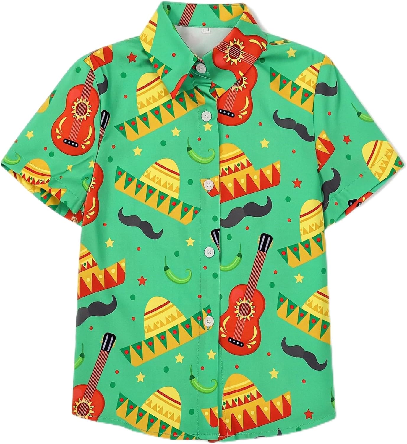 Boys Mexican Button Down Shirt Kids Cinco De Mayo T Shirt Summer Hawaiian Short Sleeve Tops
