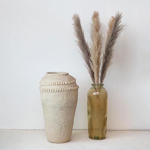 Creative Co-Op Ribbed Reclaimed Glass Vase, Brown