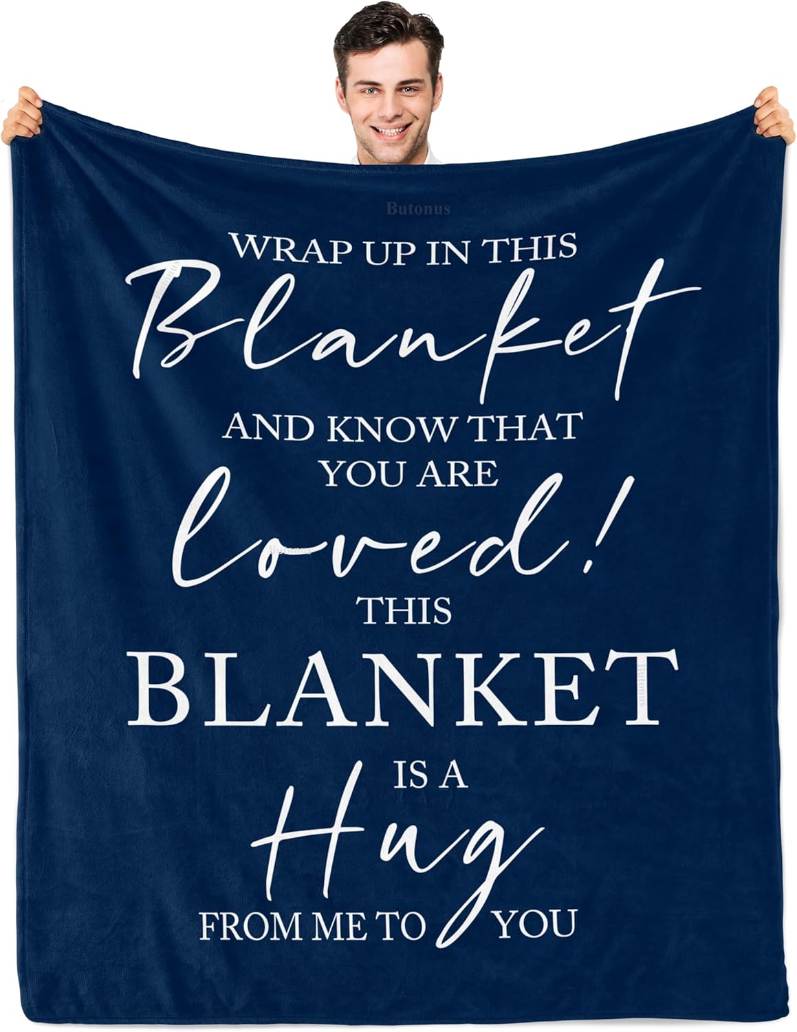 Butonus Get Well Gifts for Men After Surgery,Get Well Soon Gift for Man,Inspirational/Thinking of You/Feel Better Gifts for Men,Hug Healing Blue Blanket 60x50in