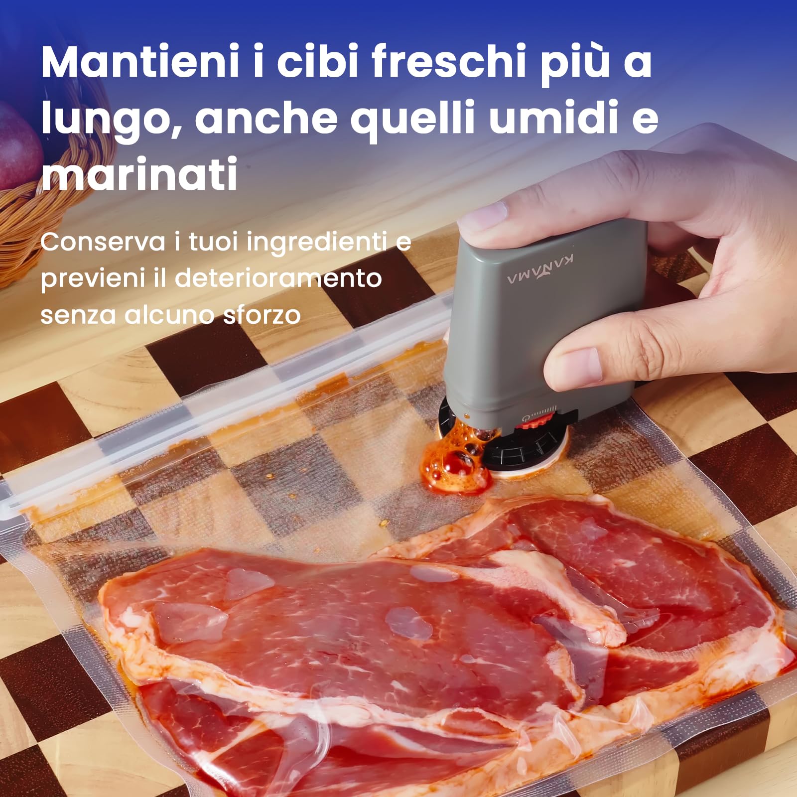 Kanama VersaPump - Sellador de vacío de mano, impermeable IP68, sellador de alimentos portátil y bomba aireadora de cebo vivo, máquina de vacío inalámbrica de succión fuerte de 70 KPa para