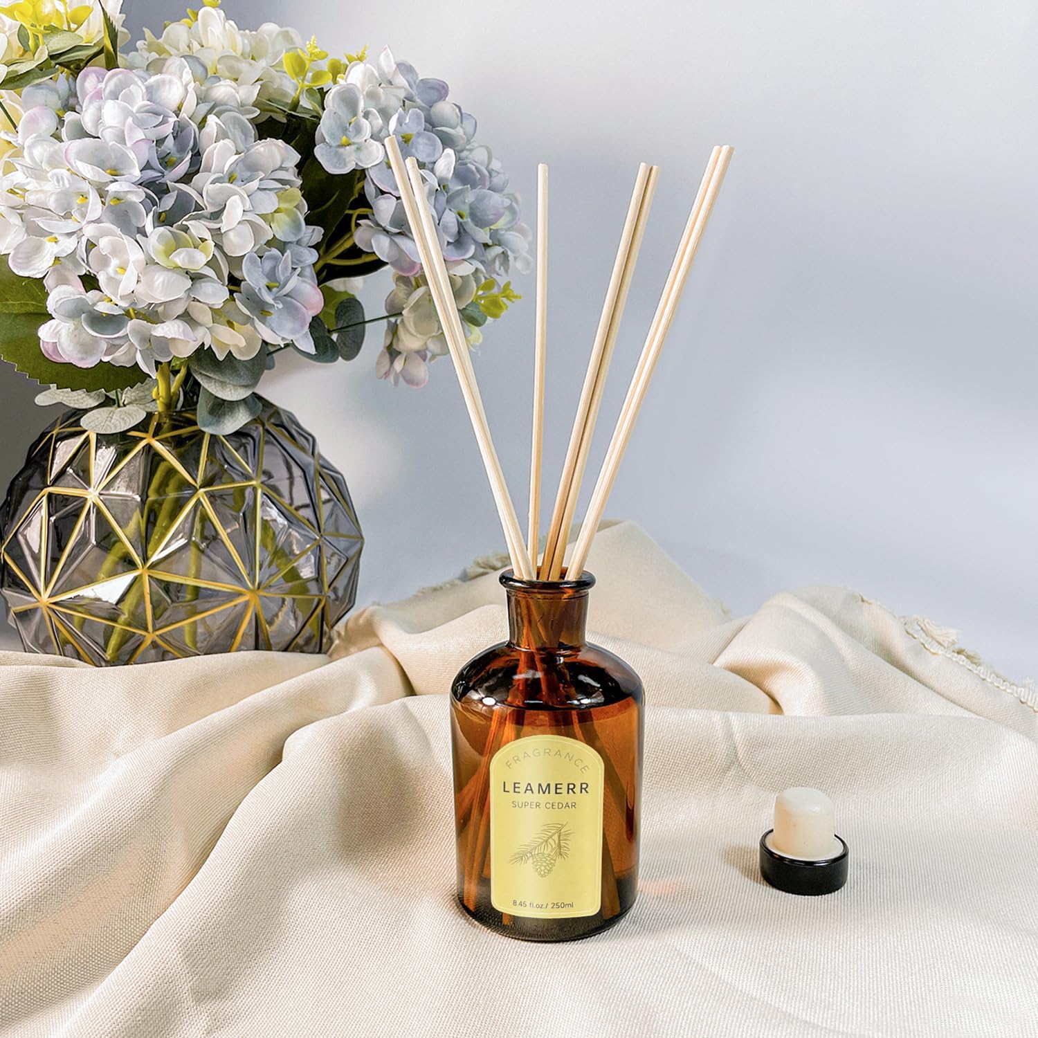 Reed Diffuser Sets - 8.8 oz (250 ml) Super Cedar Scented Diffuser with Sticks Home Fragrance Reed Diffuser for Bathroom Shelf Decor - Image 4