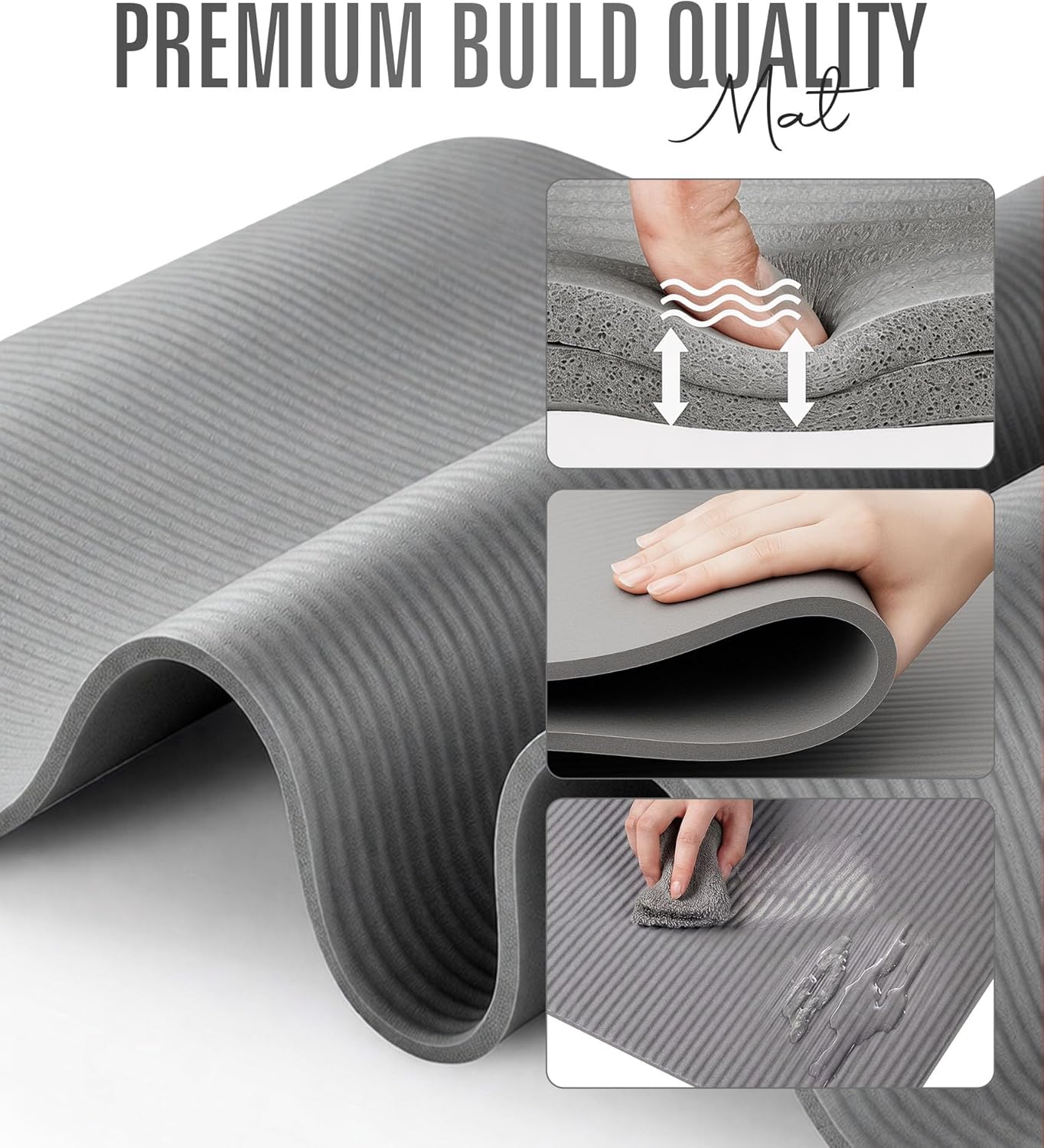 ROMIX Yoga Mat Thick 2/5 Inch (10mm), 72"L x 24"W Non-Slip Workout Mat, Large Yoga Mats for Women Men With Carry Bag and Strap, Exercise Mats for Home Workout Meditation Training Equipment